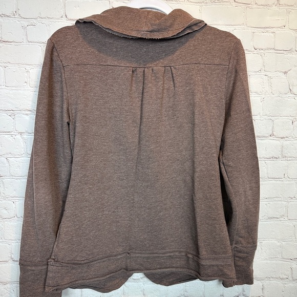 Annabella Button Front Cardigan jacket unstructured‎ blazer raw hem, sz L - Picture 2 of 3